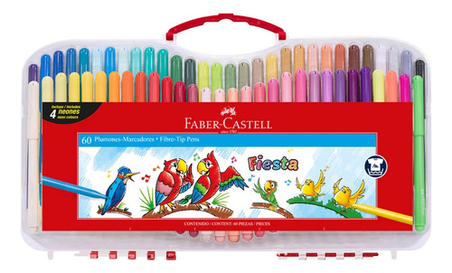 Marcadores Fiesta Estuche Maleta 60 Colores Faber Castell