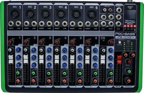 Imagen 3 de 4 de Consola Pro Bass Pm-1224 Bt Usb Mixer 8 Canales Bluetooth