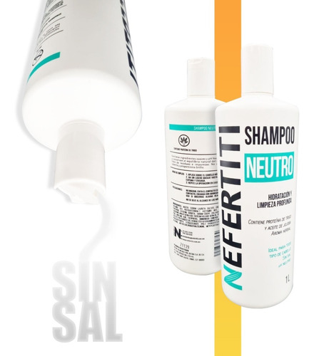 Imagen 9 de 10 de Shampoo Neutro Nefertiti Sin Sal + Limpieza Profunda 1000 Ml
