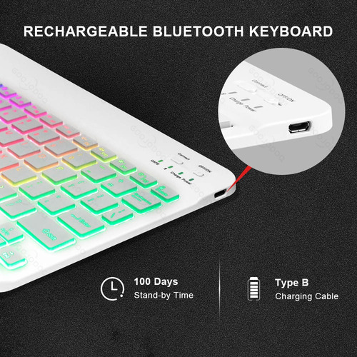 Set De Teclado Y Ratón Inalámbricos Retroiluminados De 10''