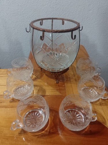 Ponchera Ensaladera De Cristal Con Bronce