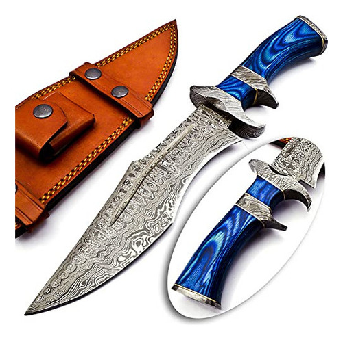 Nooraki - Cuchillo Bowie Damasco De 15 Con Funda | Cuchill