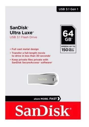 Pendrive Sandisk Ultra Luxe 64gb Usb 3.1