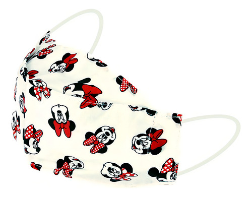 Mascarillas de tela 3D lavables blancas de Minnie Mouse, 10 unidades, color blanco