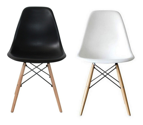 Silla Eames Patas De Madera Blanco Negro