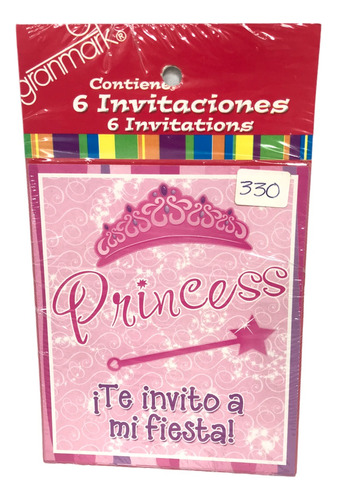 36 Invitaciones Fiesta Cumpleaños Princesa Rosa Corona Cetro