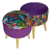 Comprar 2x Puffs Vintage Tento Tanto - Variedad De Estampados!!