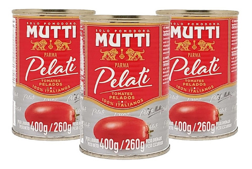 3x Tomate Pelado Mutti Lata 400g