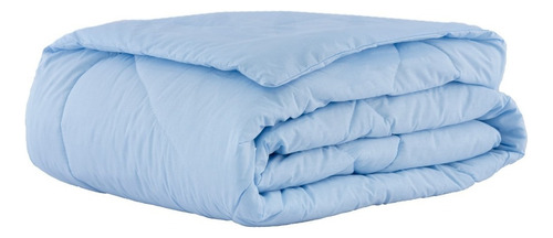 Edredom Dupla Face Casal Padrão 180 Fios Algodão Conforto Cor Azul Desenho Do Tecido Liso
