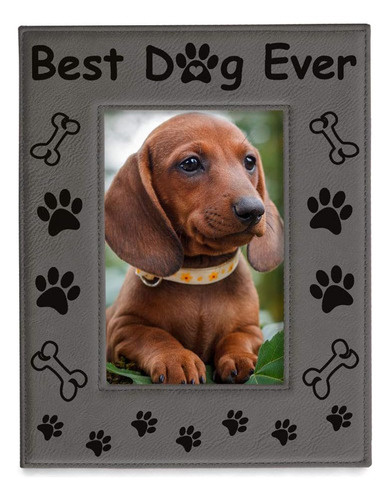 Best Dog Ever Engraved Leather Picture Frame Dog Lover ...