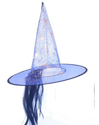 Chapéu De Bruxa Cabelo Festas Teia Dourada-azul Modelos