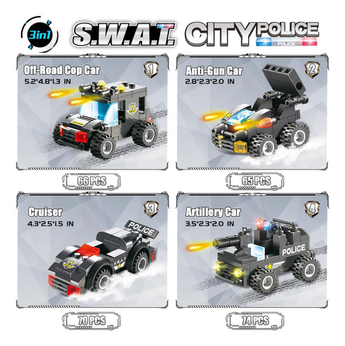 1110 Pcs Swat City Police Station Mobile Command Center Truc