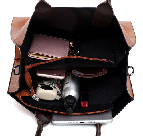 Imagen 5 de 7 de Bolso Dama De Mano Bandolera Tote Hombro Pórtatil De Cuero