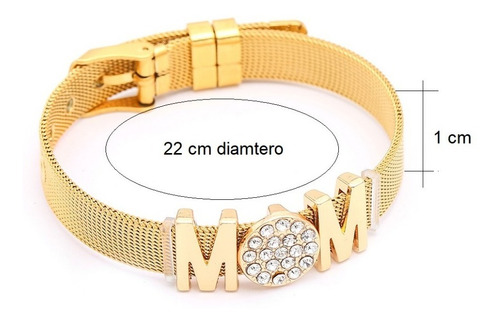 Pulsera De Correa Con Dijes De Palabra Mom
