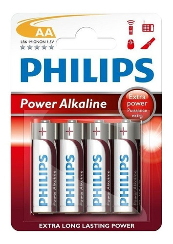 Pila Aa Philips Alcalina Blister Por 4 Unidades 