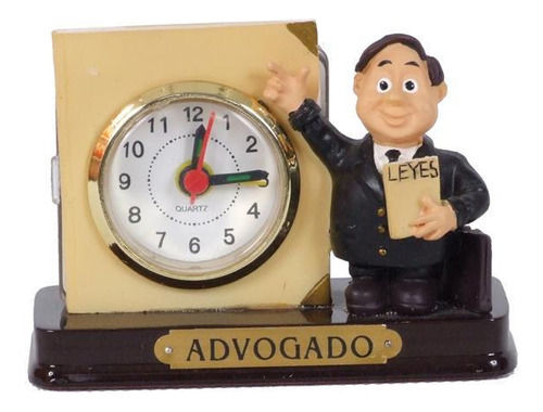 Miniatura Advogado 8cm Resina Madeira Relógio
