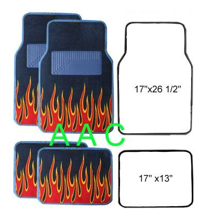 Un Conjunto 4 universal Fit Fire Flame Alfombra Piso Estera