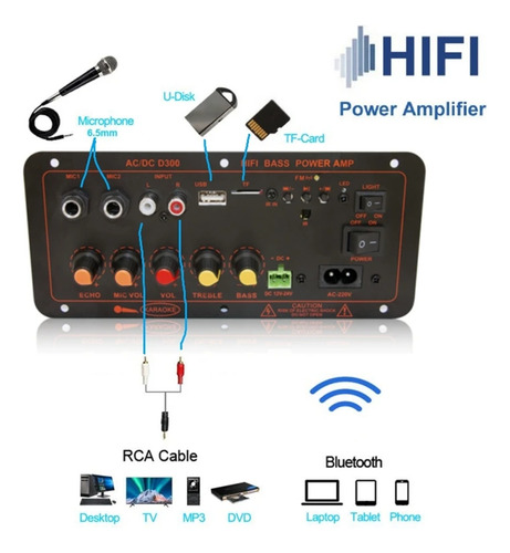 Placa Amplificadora De Audio Bluetooth 5.0 De 300 W, Subwoof