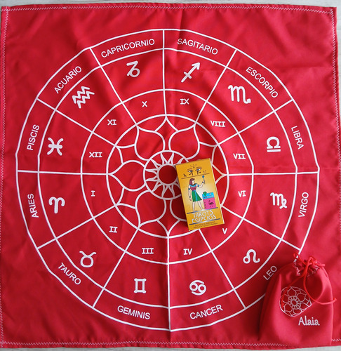 Kit Tarot Paño Rueda Astrologica + Bolsita + Mazo Egipcio