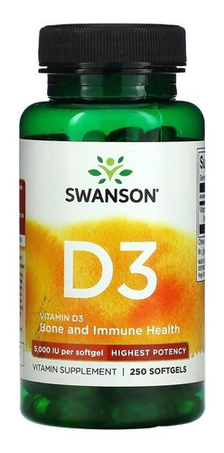 Vitamina D3 5000ui Potencia Max 250 Softgels Swanson