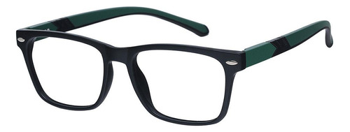 Óculos Armação Grau Masculino Quadrado Preto Verde 1277
