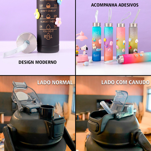 Garrafa De Agua Kit Com 3 Unidades + Brinde Exclusivo