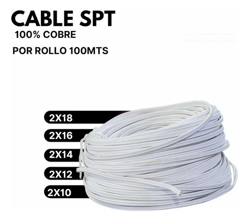 Cable Spt 2x18/16/14/12/10 100%cobre