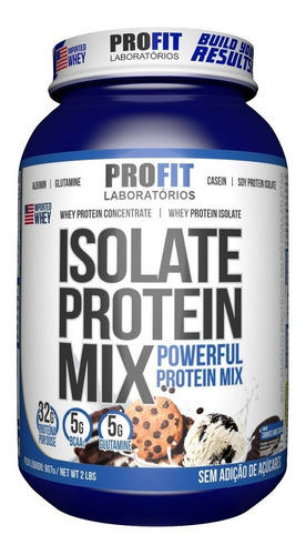 Suplemento em pó ProFit Laboratórios  Isolate Protein Mix proteínas Isolate Protein Mix sabor  cookies & cream em pote de 907g