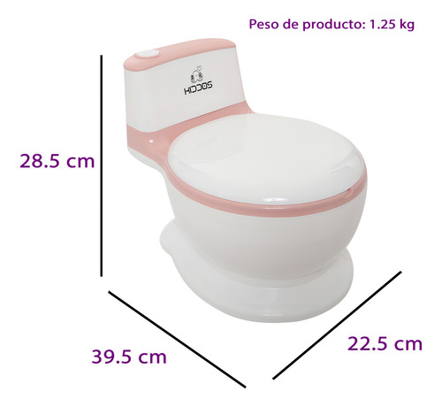 Asiento Entrenador Bacinica Con Reductor KIDDOS - Rosa Liso, Depósito Extraíble, Fácil De Usar y Limpiar Para Entrenamiento En El Baño Bebe Con Cepillo De Limpieza Incluido