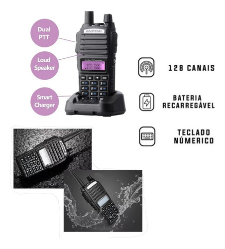 Kit 30 Rádios Comunicador Baofeng Walkie Talkie Uhf/vhf Uv82