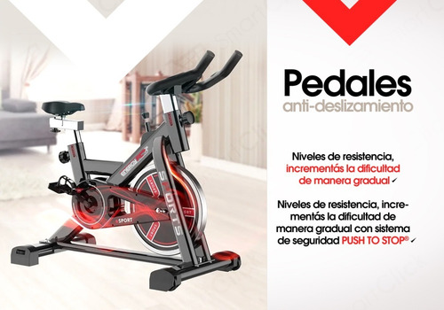 Imagen 4 de 10 de Bicicleta Fija Spinning Profesional Gym 8 Niveles 28 Kgs