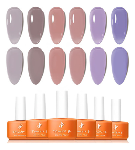 Esmalte De Gel De Gelatina De Uñas Set De 6 Colores, T...