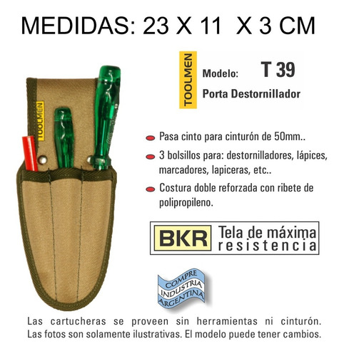 Cartuchera Porta Destornilladores Herramientas Toolmen T39