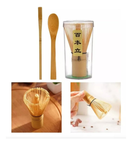 Juego De Licuadora Matcha Batidor De Bambú Natural Batidor