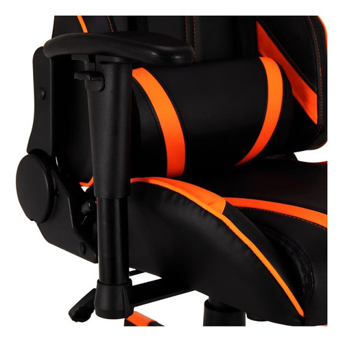 Imagen 3 de 4 de Silla de escritorio Meetion CHR15 MT-CHR15 gamer ergonómica negra y naranja con tapizado de cuero sintético