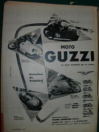 Clipping Publicidad Motos Motociclismo Moto Guzzi Carreras