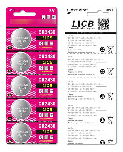 Licb 5 Pilas Baterías Cr2430 Tamaño Botón 3 Voltios