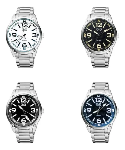 Reloj Q&q Qyq Qb10j414 Acero Hombre Plateado + Estuche