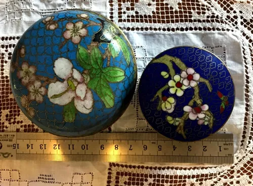 Caja Tecnica Cloisonne Oriental Lote X2 Antigua Año 1904