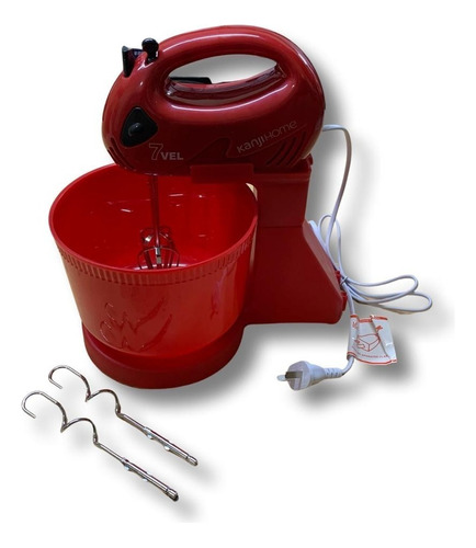 Batidora De Mano Con Bowl Kanji 300w 2 Litros Roja