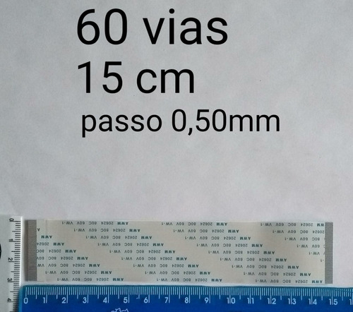 Flat Cable 60 Vias 15cm Passo 0,50mm Normal- Envio Gratis