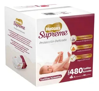 Huggies supreme toallas humedas 6 unidades de 80 toallitas