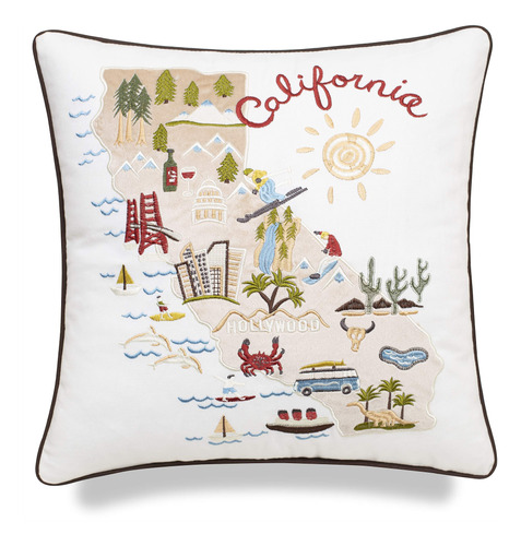 Decorhouzz Funda Almohada Bordada Mapa Estado Ciudad Regalo