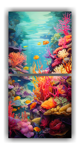 140x70cm Cuadro Abstracto: Viaje A Través De Un Coral