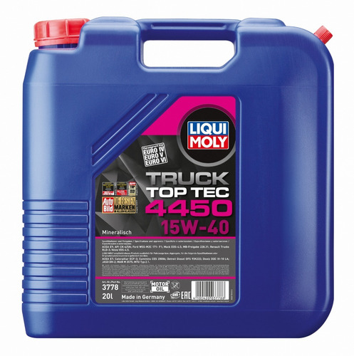 Aceite De Motor Top Tec Truck 4450 15w40 Liquimoly 20lts 