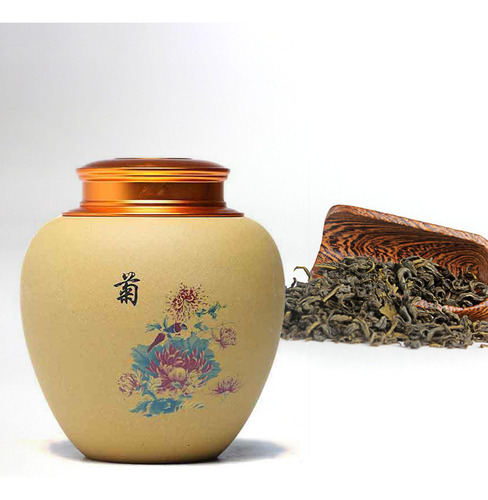 Lata De Té, Lata De Té Suelta, 11 Cm X 13,5 Cm Crisantemo