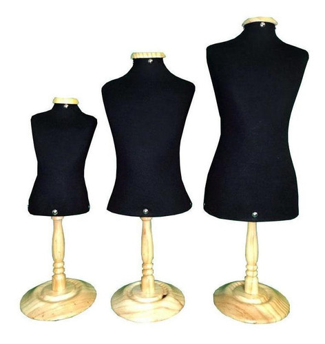 1 Mini Busto Expositor De Roupa Pet P Preto Com Pedestal