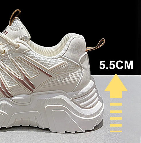 Zapatillas Casuales Con Plataforma Elástica Para Mujer