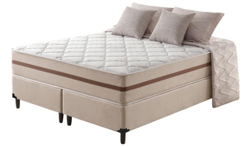Cama Box + Colchão Queen - Classic Molas Pocket 158x198x61cm Cor Bege