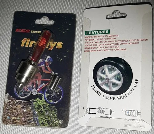Imagen 5 de 10 de Par De Luces Para Valvula De Bicicleta Moto Carro Fireflys